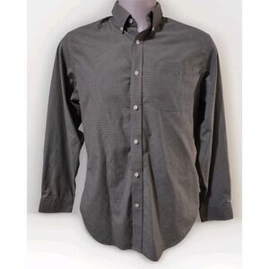 Eddie Bauer Dress Shirt Men's M Button Down Collar Plaid Green check Long Sleeve